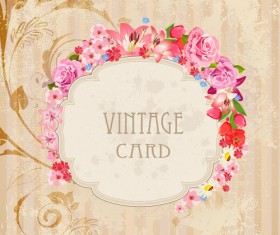 Flower frames labels card vector set 02