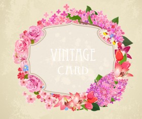 Flower frames labels card vector set 04