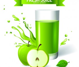Fresh Juice with ribbon design graphic vector 01