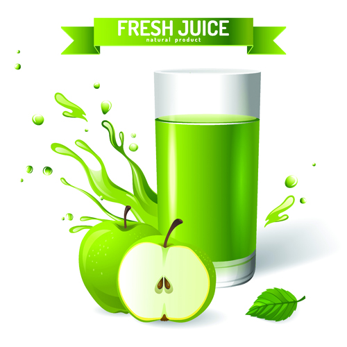 Fresh Juice with ribbon design graphic vector 01