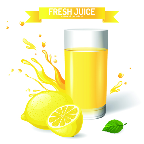Fresh Juice with ribbon design graphic vector 02