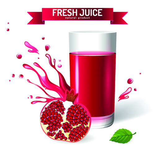 Fresh Juice with ribbon design graphic vector 03