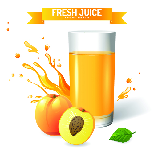 Fresh Juice with ribbon design graphic vector 04