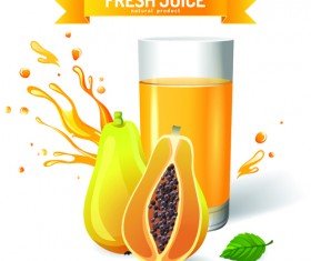 Fresh Juice with ribbon design graphic vector 05