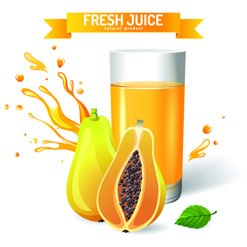 Fresh Juice with ribbon design graphic vector 05