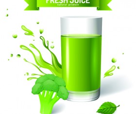Fresh Juice with ribbon design graphic vector 06