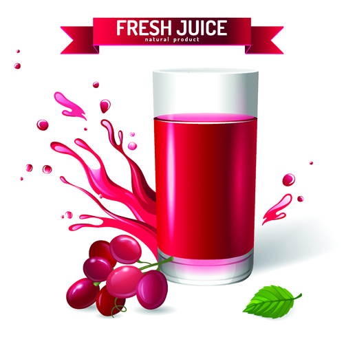Fresh Juice with ribbon design graphic vector 07