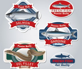 Fresh fish labels design vector