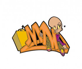 Funny graffiti alphabet design vector 20