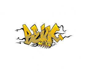 Funny graffiti alphabet design vector 25