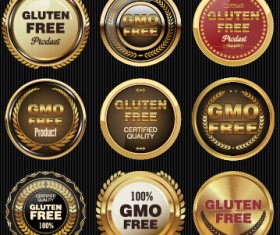 Glass textured badges anniversary vector material 01