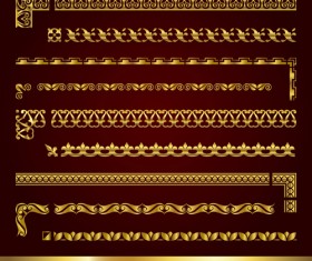 Golden border and corner decorative elements vector 01
