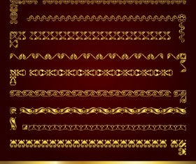 Golden border and corner decorative elements vector 03
