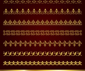 Golden border and corner decorative elements vector 04