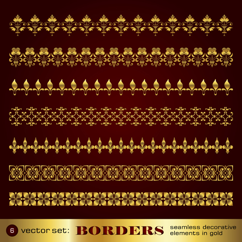 Golden border and corner decorative elements vector 05