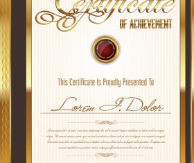 Golden frame certificate template vector 02