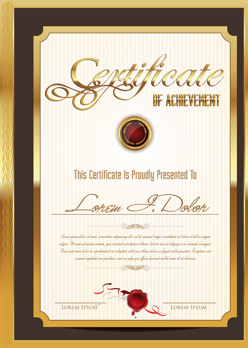 Golden frame certificate template vector 02