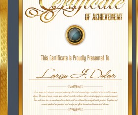 Golden frame certificate template vector 04