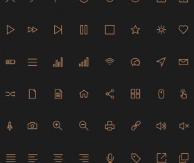 Golden line stroke Icons set