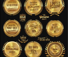 Golden luxury badge vector set 01