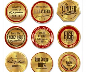 Golden luxury badge vector set 03