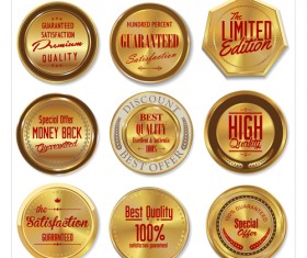 Golden luxury badge vector set 04