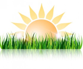 Grass and sun vector background