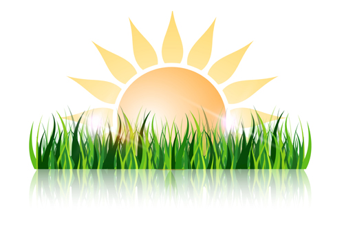 Grass and sun vector background
