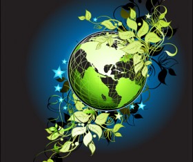 Green leaf and eco earth vector material