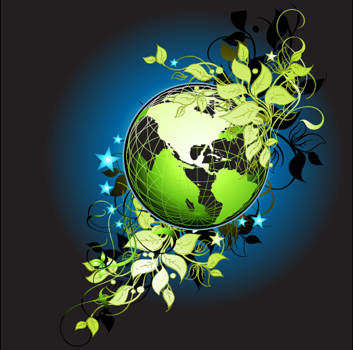 Green leaf and eco earth vector material