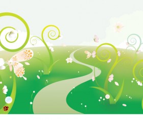 Green natural cartoon landscapes vector material