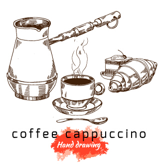Hand drawing coffee cappuccino vector