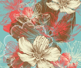 Hand drawn abstract floral background vector 01