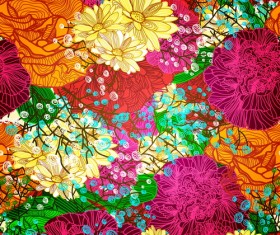 Hand drawn floral vector seamless pattern material