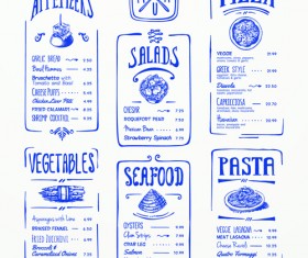 Hand drawn menu blue design elements 03