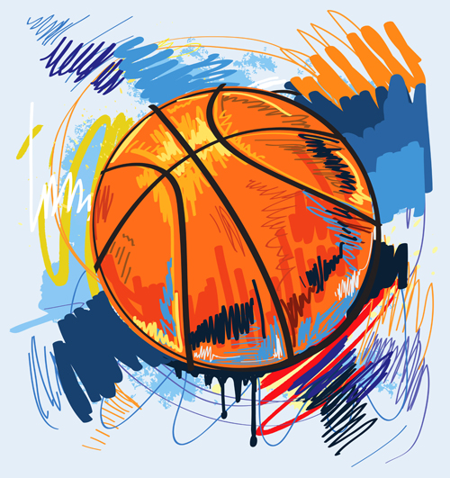 Hand drawn with graffiti sport background art vector 04