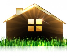 House and grass vector background
