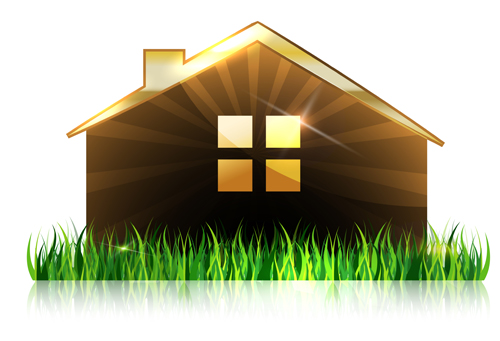 House and grass vector background