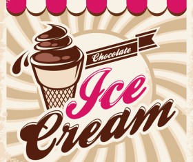Ice cream poster retro style vector