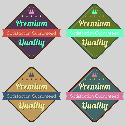 Labels premium quality retro style vector 01