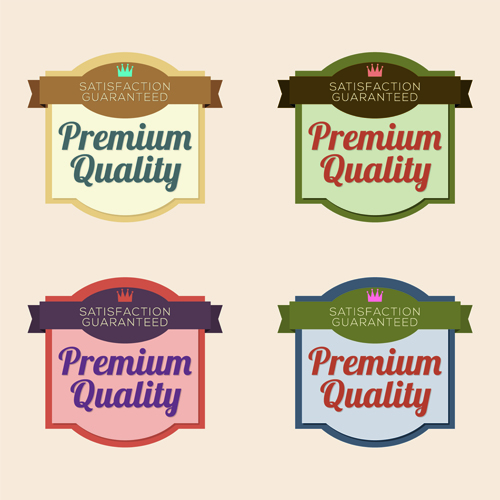 Labels premium quality retro style vector 04