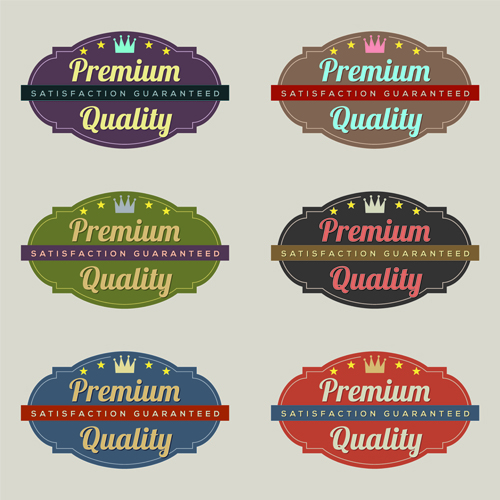 Labels premium quality retro style vector 05