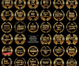 Luxury golden premium quality labels vector