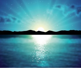 Mountains with sunset beautiful background vector 01