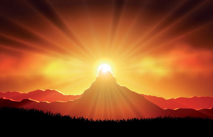 Mountains with sunset beautiful background vector 02