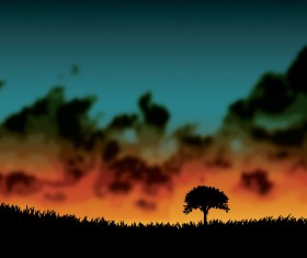 Mountains with sunset beautiful background vector 03