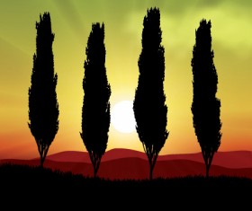 Mountains with sunset beautiful background vector 04