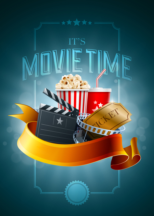 Movie time design elements vector backgrounds 01