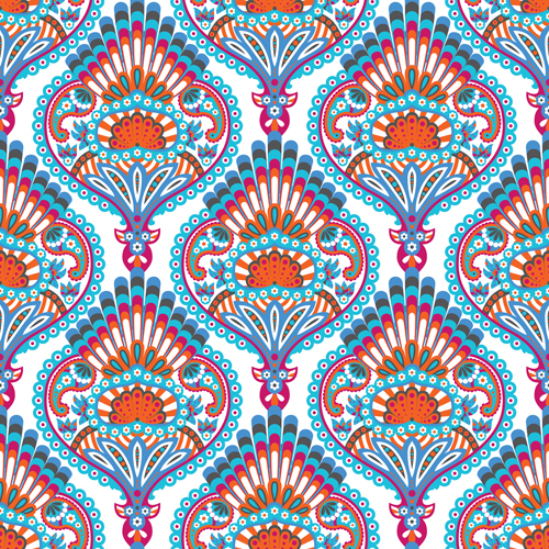 Ornate paisley pattern seamless vector material 01