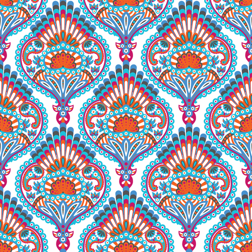 Download Ornate paisley pattern seamless vector material 01 free download